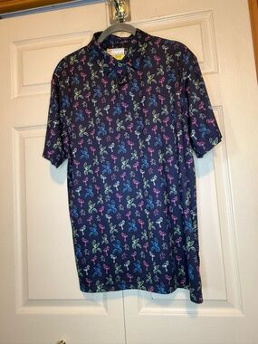 Nicklaus Eco Choice Golf Polo with Multicolor Flamingo Motif - M